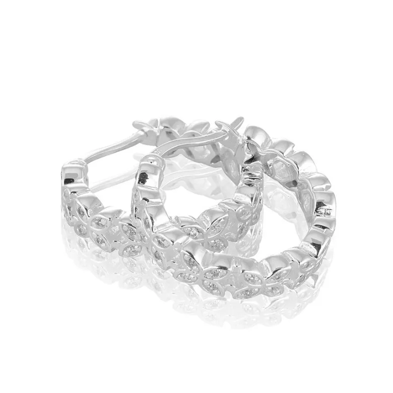 Gynning Jewelry Sparkling ellipse mini örhängen creol – L (Silver)