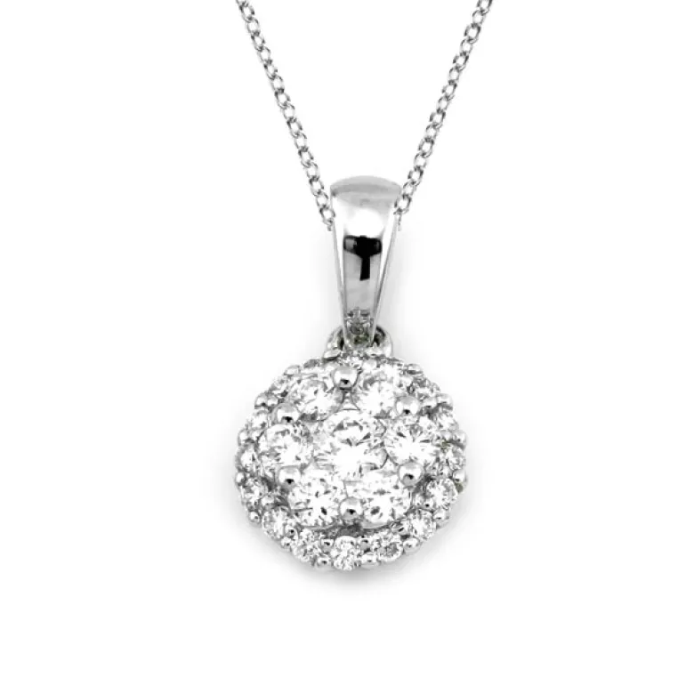 Halo Hänge i 18K Vitguld med 0.34ct TW/SI Diamanter – MSG54W