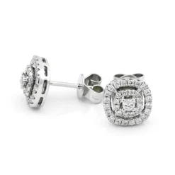 Halo Örhängen i 18K Vitguld med 0.39ct TW/SI Diamanter – MSF04W