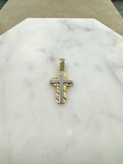 18K Guld x Vitguld Kors – KH033G