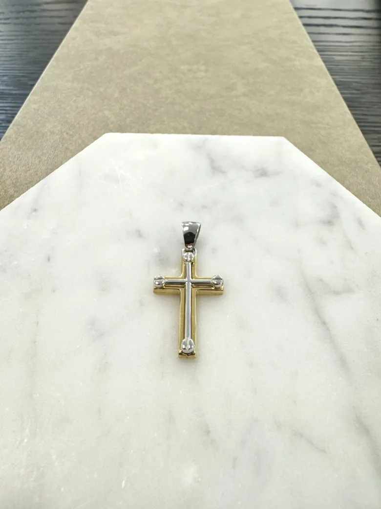 18K Guld x Vitguld Kors – KH015G