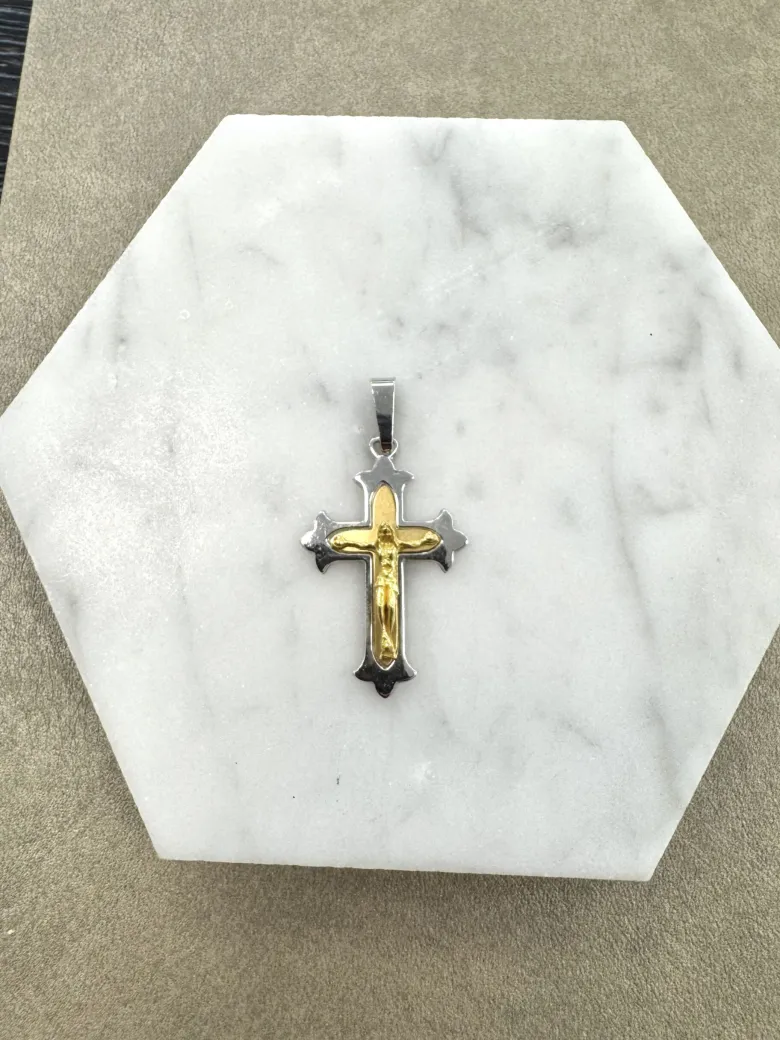 18K Guld x Vitguld Kors – KH029G