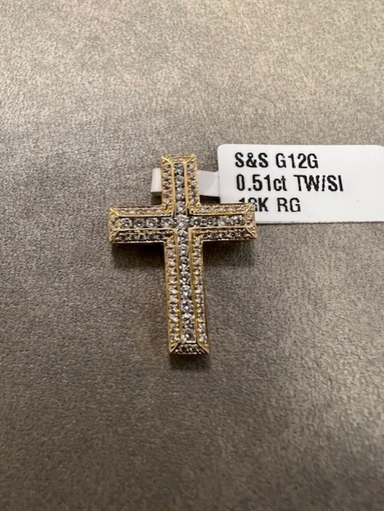 Kors i 18K Guld med 0.51ct TW/SI Diamanter – MSG12G