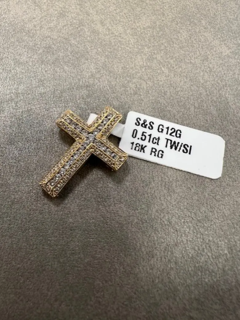 Kors i 18K Guld med 0.51ct TW/SI Diamanter – MSG12G
