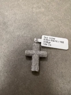 Kors i 18K Vitguld med 0.55ct TW/SI Diamanter – MSG02W