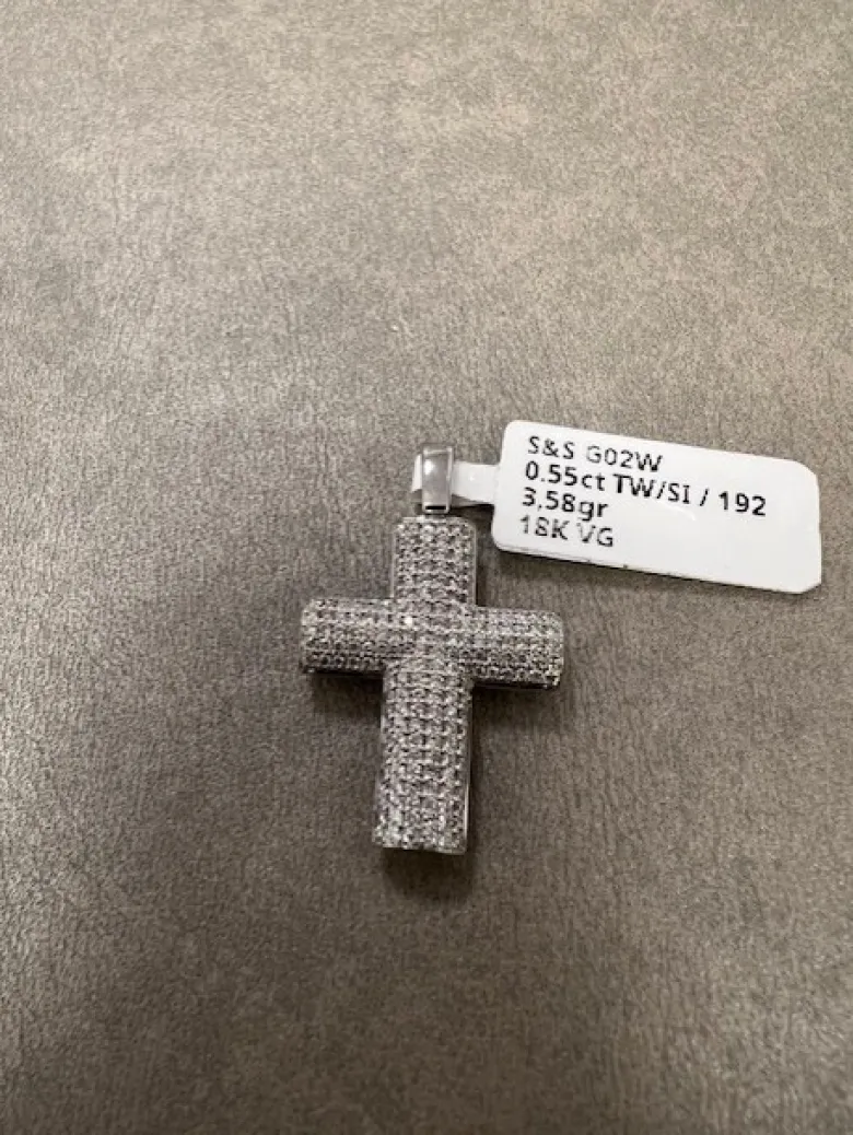Kors i 18K Vitguld med 0.55ct TW/SI Diamanter – MSG02W