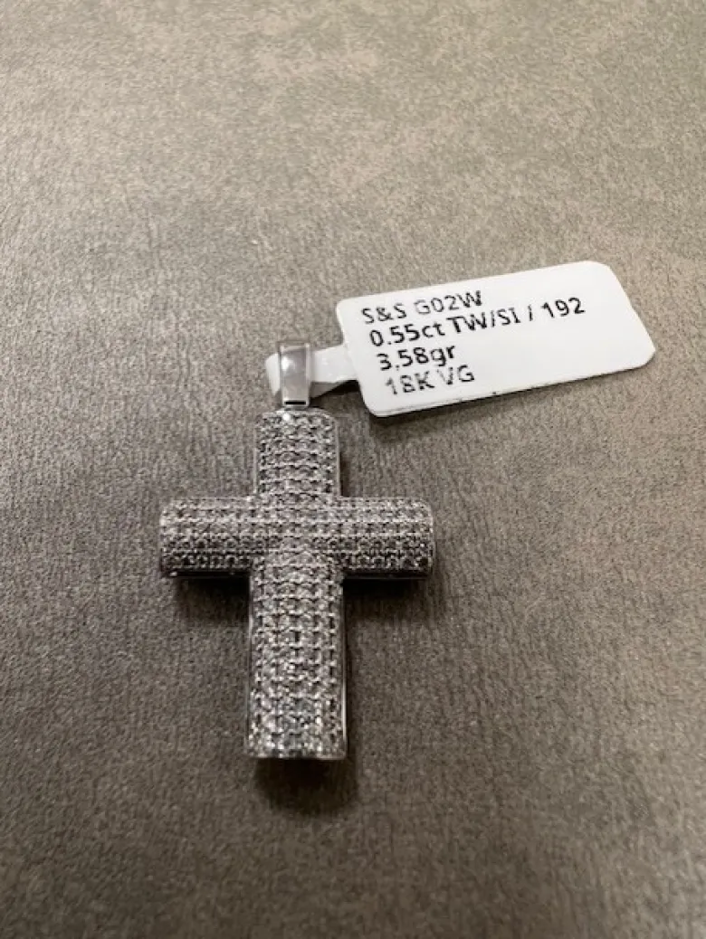 Kors i 18K Vitguld med 0.55ct TW/SI Diamanter – MSG02W