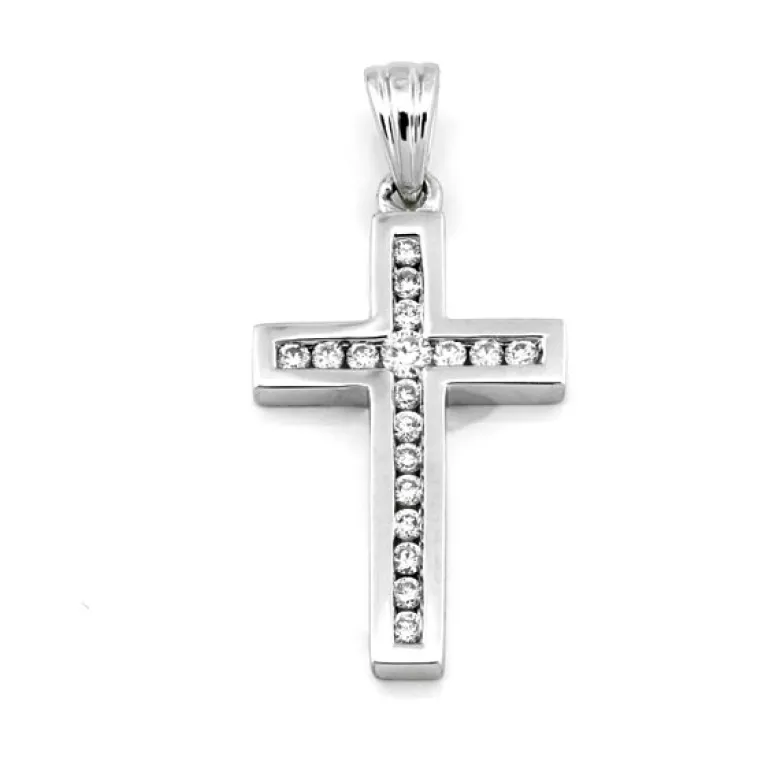 Kors i 18K Vitguld med 0.18ct TW/SI Diamanter – MSG11W