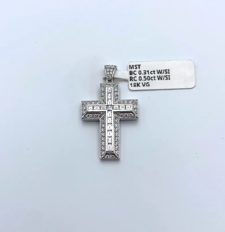 Kors i 18K Vitguld med 0.81ct W/SI Diamanter – MST01