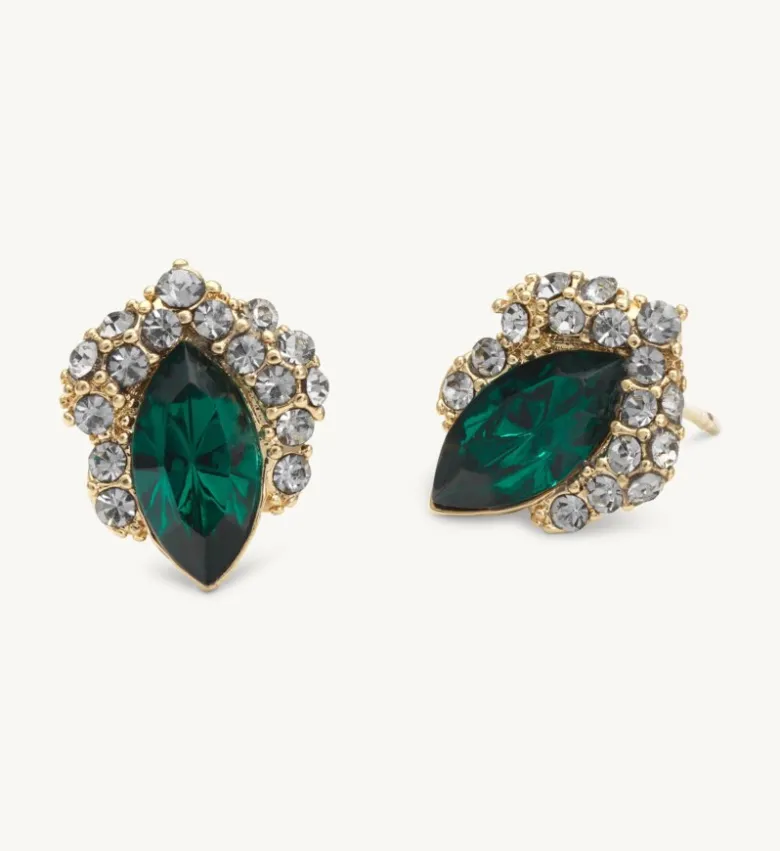 Lily And Rose Camille Stud Örhängen – Emerald/Svart (Guld) 65052