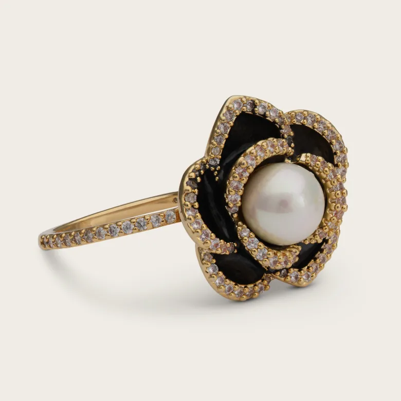 Lily and Rose Coco Rose Ring – Jet / ivory pearl