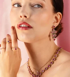 Lily and Rose Miss Ophelia Örhängen Guld – Pink Ruby (62238)