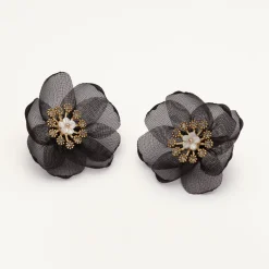 Lily and Rose Organza botanical Örhängen, Black – Guld