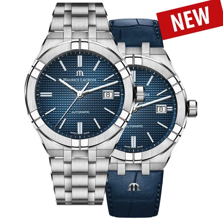 Maurice Lacroix Aikon 42mm + Blå Läderarmband AI6008-SS002-430-2