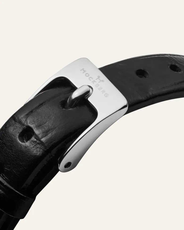 Mockberg Belle Oval Läder Klocka Silver MB1415