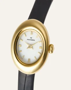Mockberg Belle Oval Petite Läder Klocka Guld MB1412