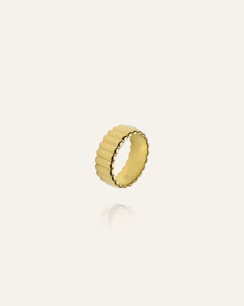 Mockberg Chic Ribbed Ring Guld