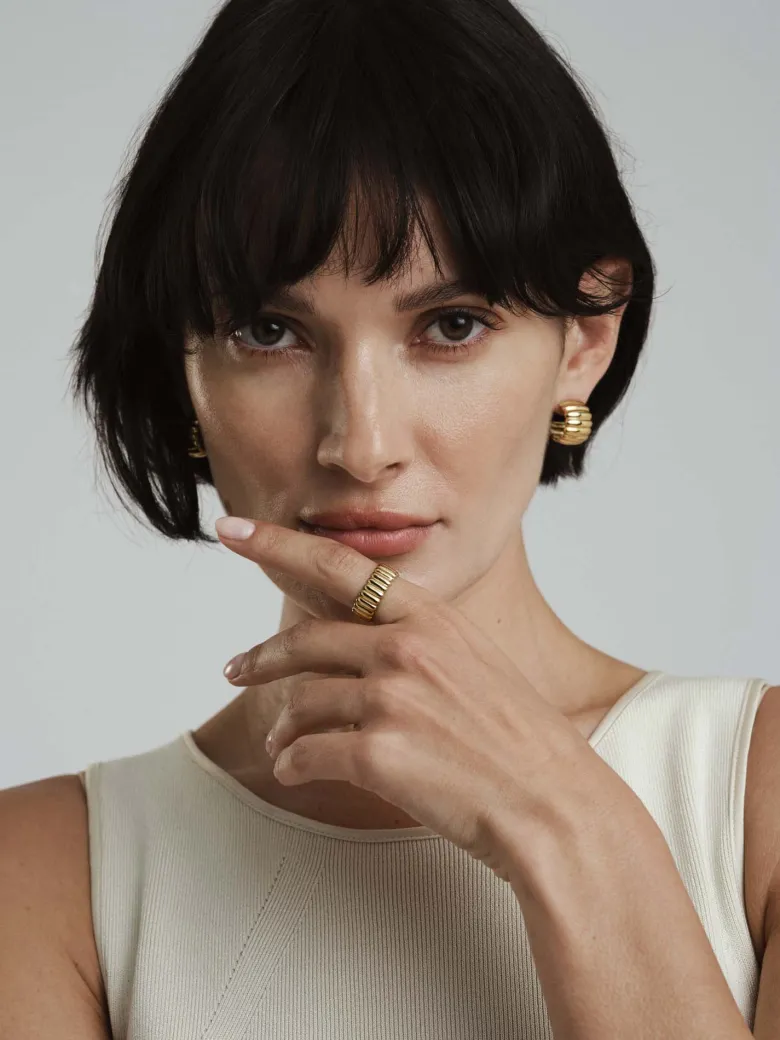 Mockberg Chic Ribbed Ring Guld