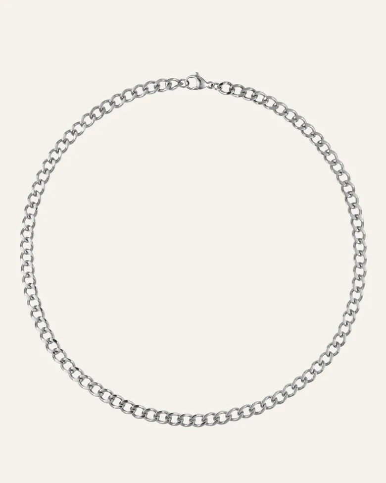 Mockberg Curb Kedje Halsband Silver