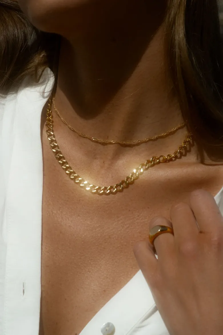 Mockberg Curb Kedje Halsband Guld