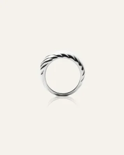 Mockberg Curved Ribbed Ring Silver