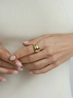 Mockberg Deco Ribbed Ring Guld