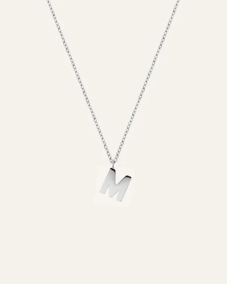 Mockberg Petite Plain Bokstav Halsband Stål