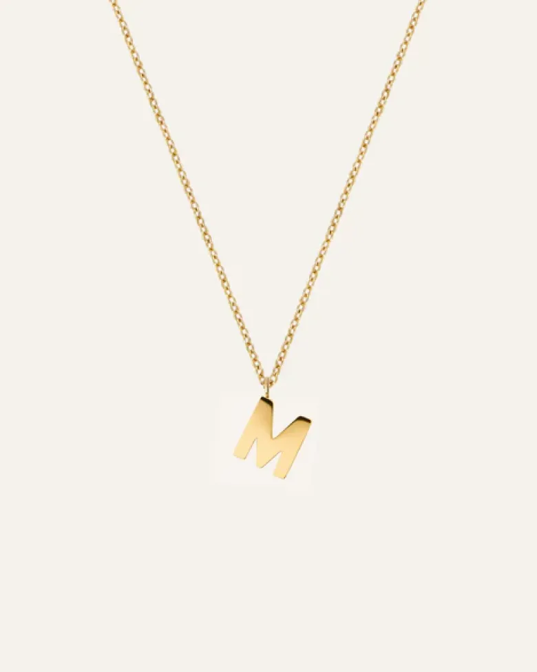 Mockberg Petite Plain Bokstav Halsband Guld