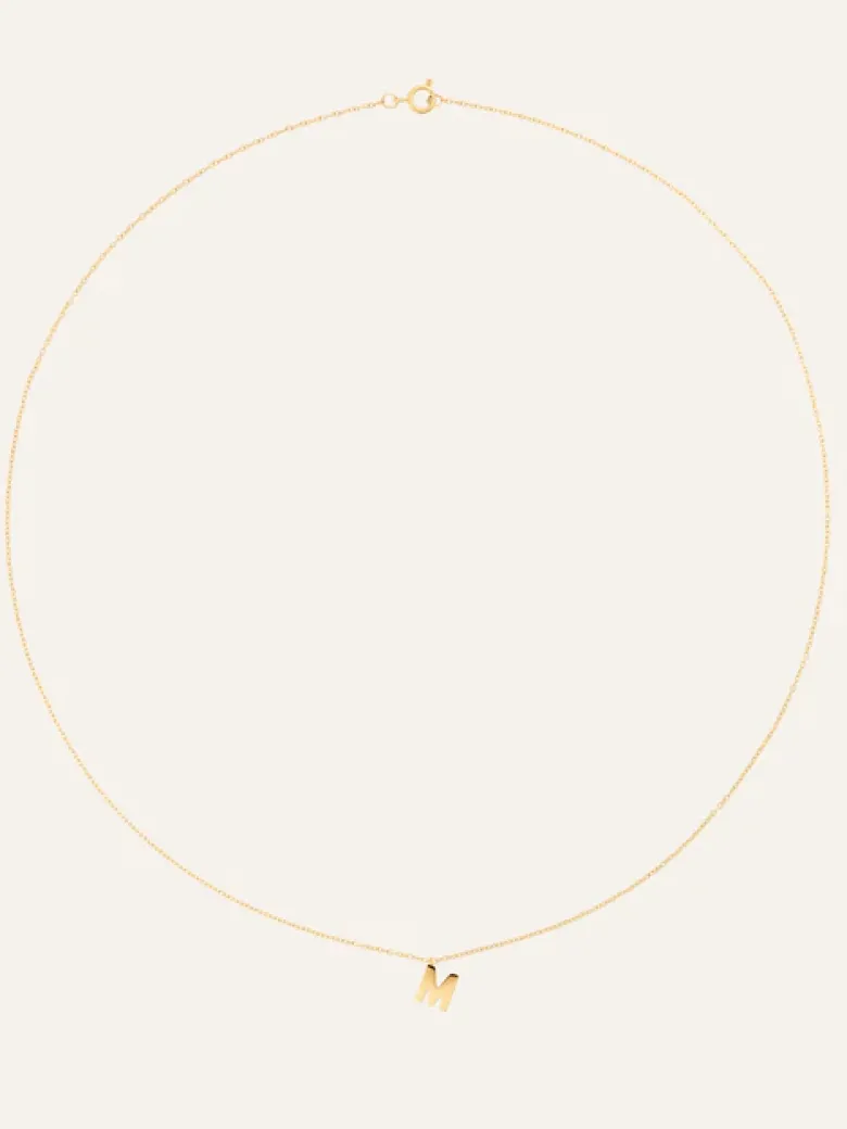 Mockberg Petite Plain Bokstav Halsband Guld