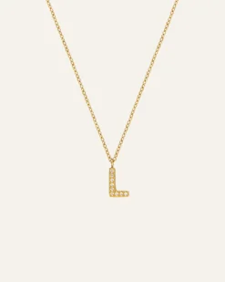 Mockberg Petite Stone Bokstav Halsband Guld