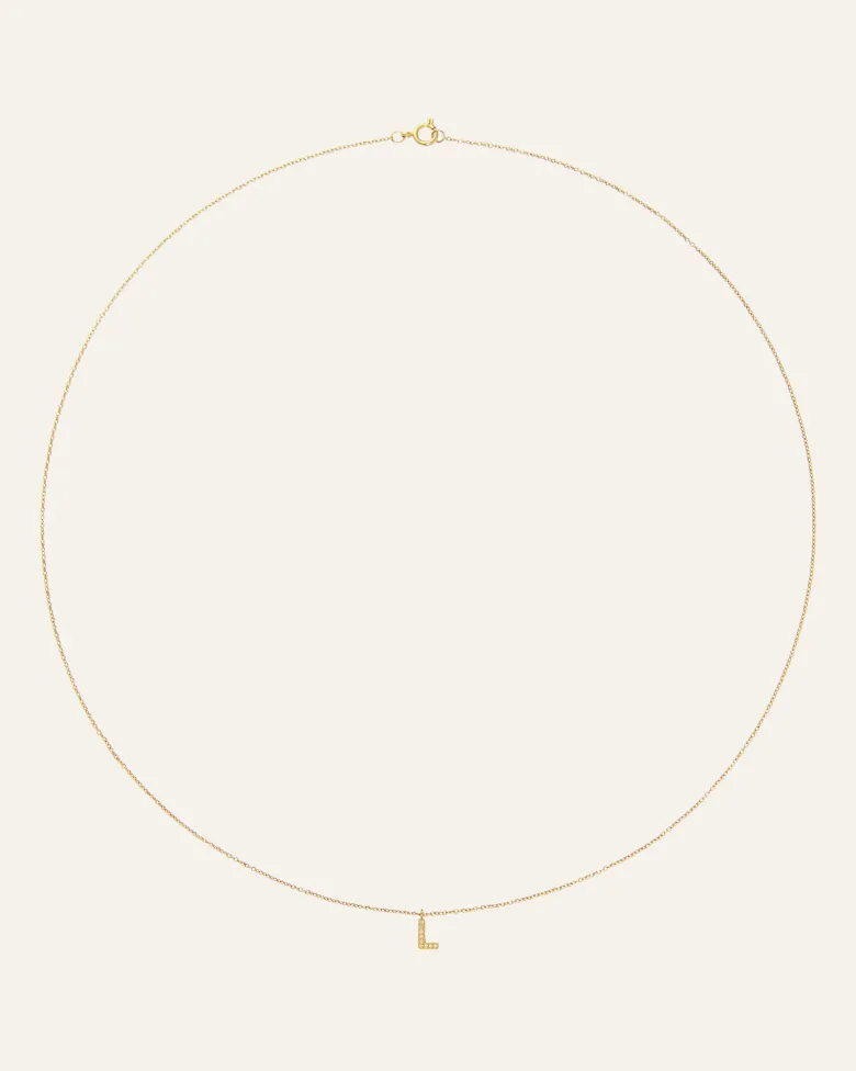 Mockberg Petite Stone Bokstav Halsband Guld