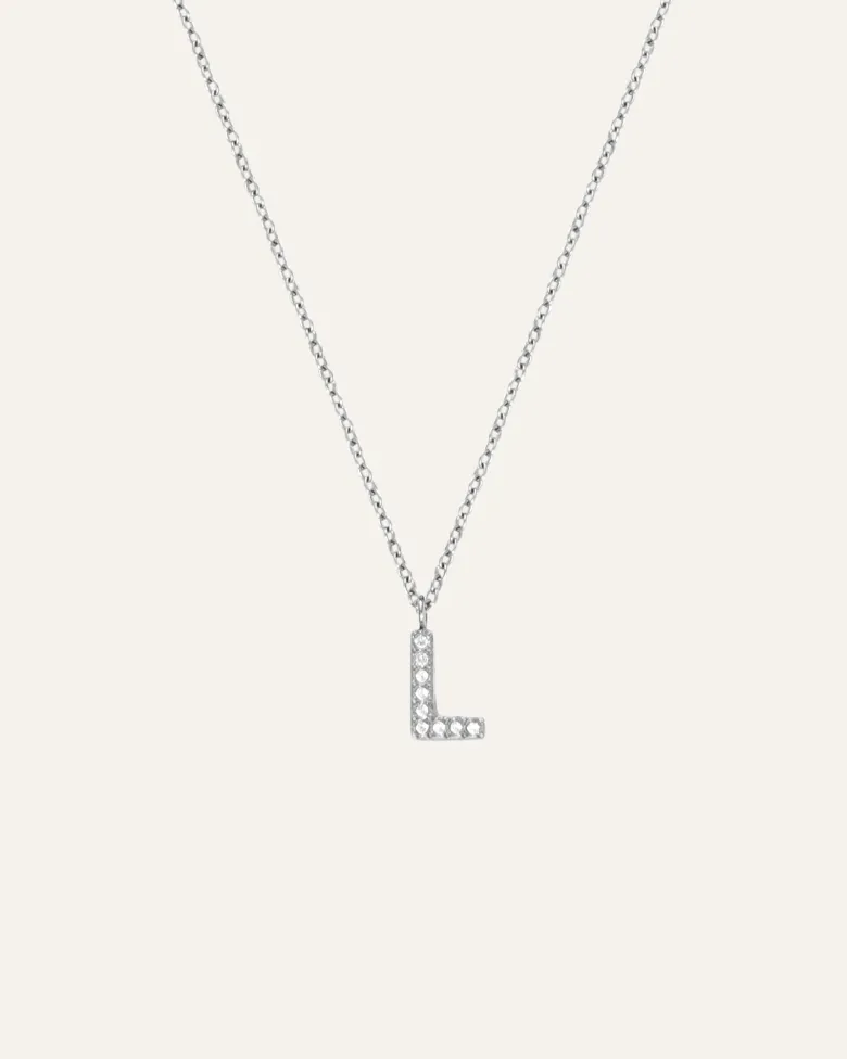 Mockberg Petite Stone Bokstav Halsband Silver