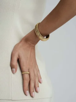 Mockberg Retro Ribbed Bangle Guld