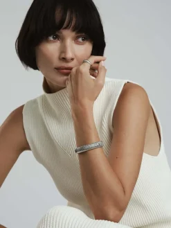 Mockberg Retro Ribbed Bangle Silver