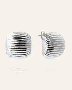 Mockberg Retro Ribbed Örhängen Silver