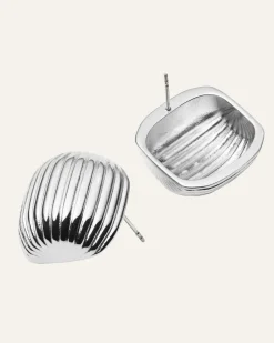 Mockberg Retro Ribbed Örhängen Silver