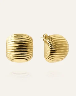 Mockberg Retro Ribbed Örhängen Guld
