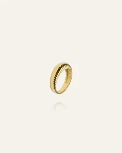 Mockberg Retro Ribbed Ring Guld
