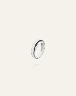 Mockberg Retro Ribbed Ring Silver
