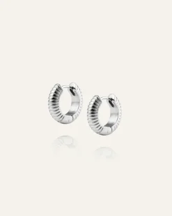 Mockberg Ribbed Örhängen Medium Silver