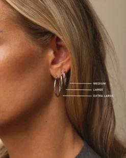 Mockberg Slim Large Hoops Örhängen Silver
