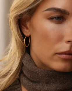 Mockberg Slim Large Hoops Örhängen Guld