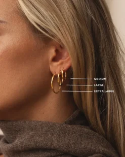Mockberg Slim Large Hoops Örhängen Guld
