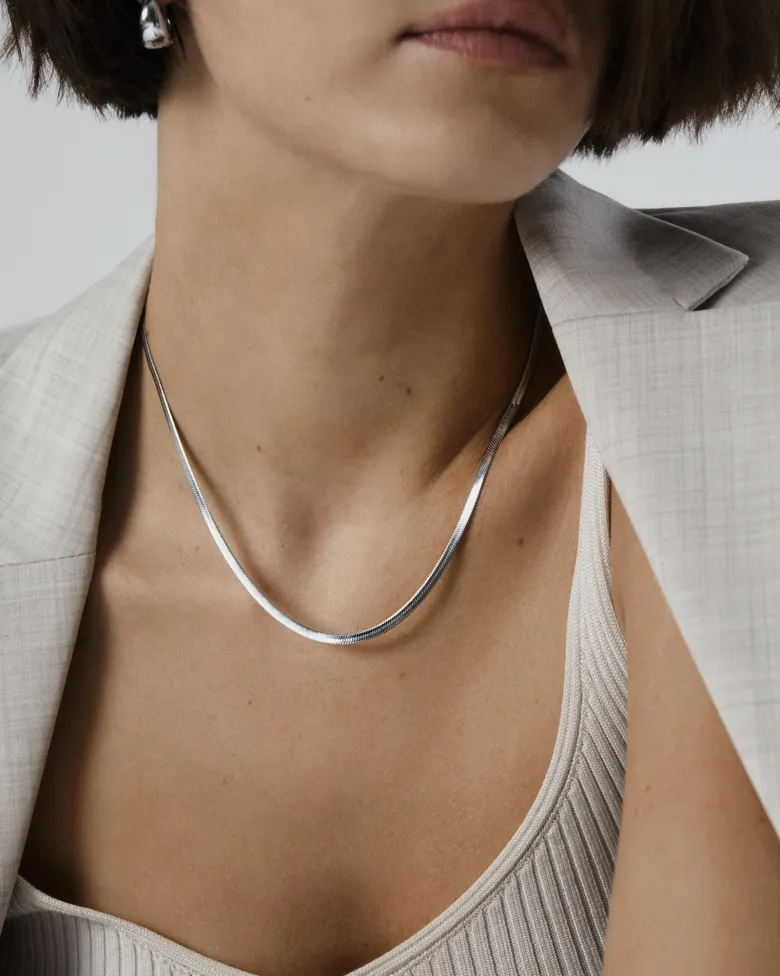 Mockberg Thin Snake Halsband Silver