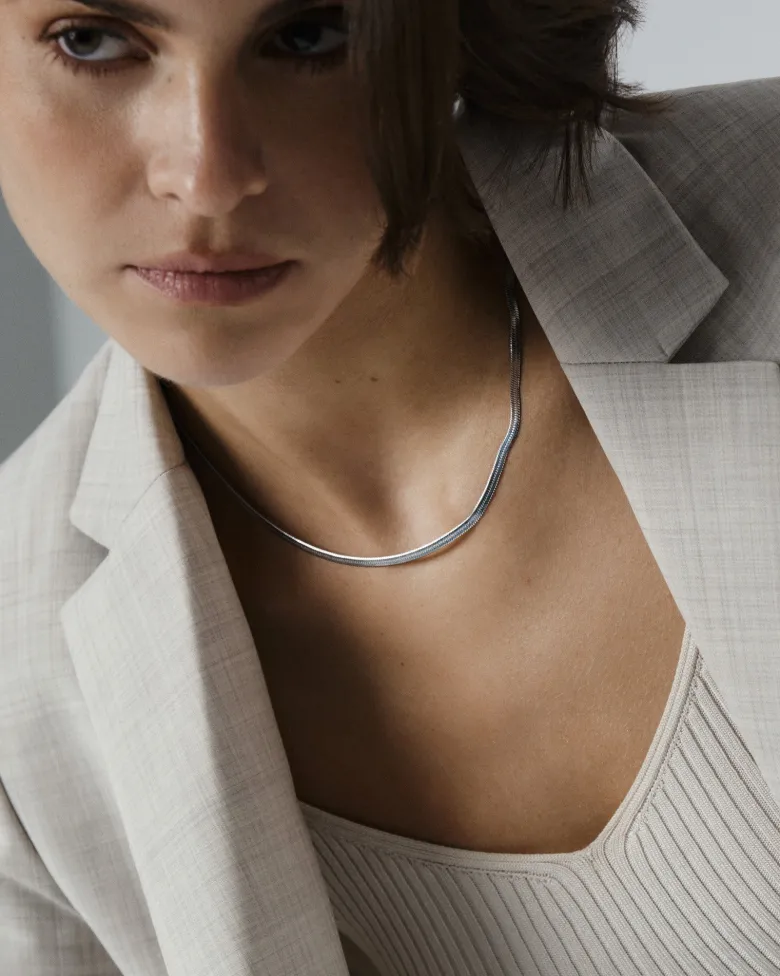 Mockberg Thin Snake Halsband Silver