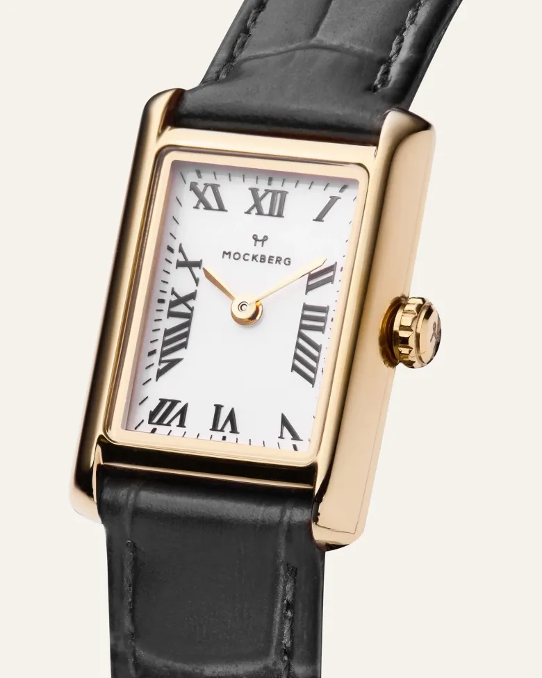 Mockberg Timeless Black Leather Gold Watch MB0245