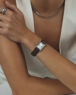 Mockberg Timeless Brown Leather Silver Watch MB0248