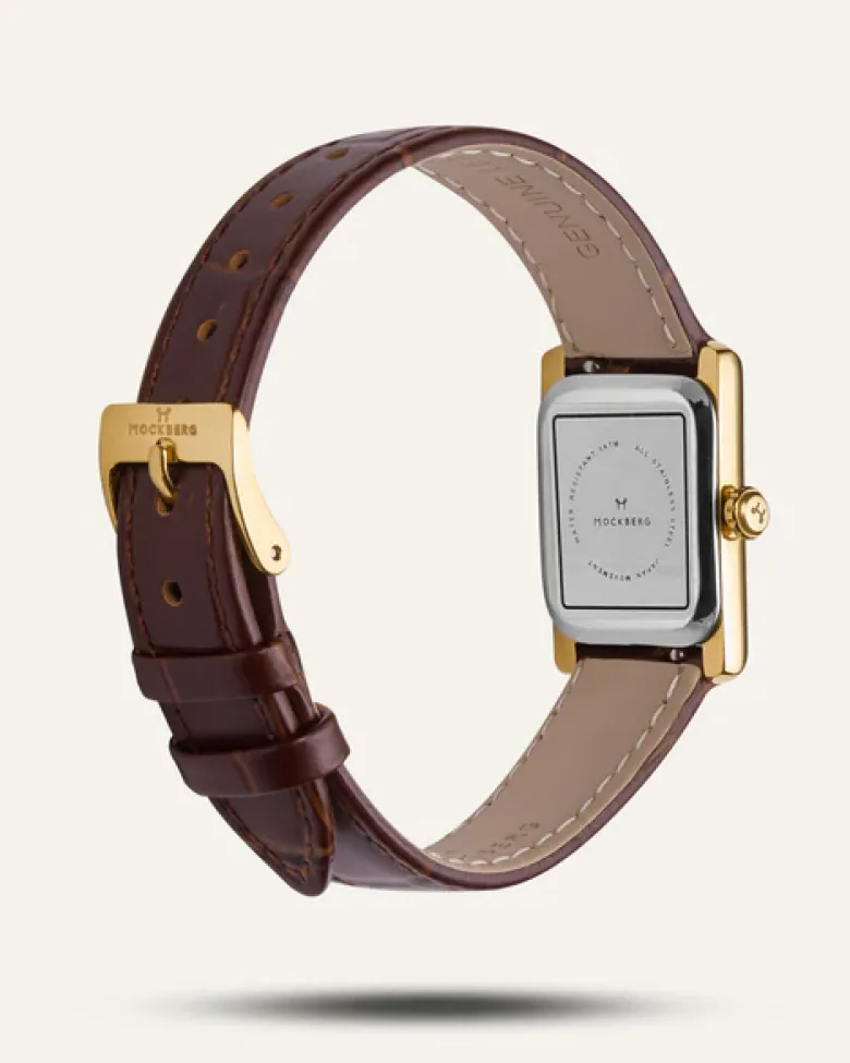 Mockberg Timeless Brown Leather Gold Watch MB0247