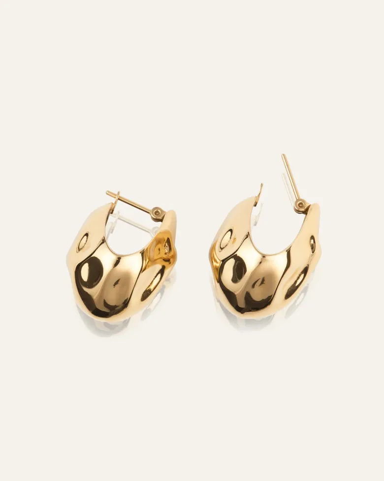 Mockberg Wavy Bolded Drop Örhängen Guld