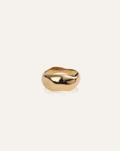 Mockberg Wavy Bolded Large Ring Guld